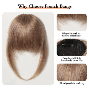 JZW 15g frangia francese pulita con tempie 100% vera frangia di <span class=keywords><strong>capelli</strong></span> umani frangia naturale aspetto pezzo di <span class=keywords><strong>capelli</strong></span> - Product Image 5