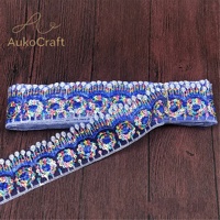 Accessoires de vêtements DIY, patchwork, ruban de dentelle à paillettes colorées en polyester de 5 cm de large, bordures en dentelle ondulée