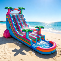 Parc aquatique gonflable avec toboggan et piscine pour enfants, extérieur, CE, PVC 0,55 mm, vente en gros d'usine, équipement de jeu personnalisé