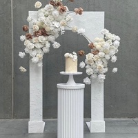 Dekorasi Lengkungan Pernikahan dengan Bunga Gantung dari Kain Sutra Buatan, Mutiara, dan Kapas Berwarna-warni, Rangkaian Mawar dan Hydrangea