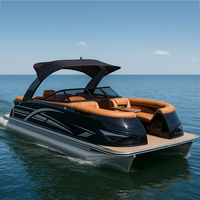 Modèle de bateau à moteur ponton en aluminium de luxe 2025 avec certification CE, canapé confortable soudé, moteur intégré, en vente maintenant