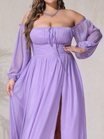 Robe asymétrique grande taille en maille avec taille élastiquée et cordon de serrage Double Crazy