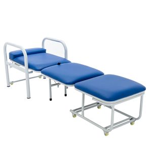 Chaise-lit inclinable et pliable Jiarunde Companion, double usage, pour hôpital, soignant, bureau, repos, en similicuir bleu C-5020 - Product Image 2