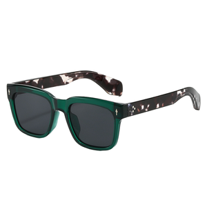 Lunettes de <span class=keywords><strong>soleil</strong></span> carrées tendance UV400 personnalisées de haute qualité 2026 pour hommes et femmes, avec logo vert et bleu, idéales pour la plage et les activités de plein air - Product Image 1