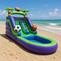 Toboggan aquatique gonflable personnalisé pour adultes, motif palmier, avec piscine et souffleur, idéal pour les fêtes en extérieur – Offre spéciale usine pour enfants