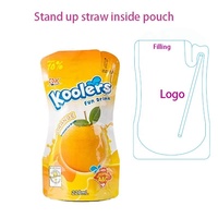 Sachets en plastique personnalisés pour boissons liquides avec paille, pour machine de remplissage de jus en aluminium, pochettes verticales à bec verseur