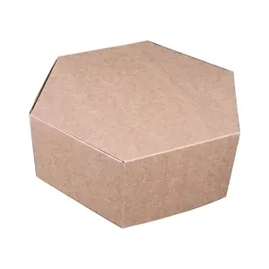 ZL Hexagon Cookie Candy Donut Snack Folding Brown Kraft Paper Gift Box With Divider