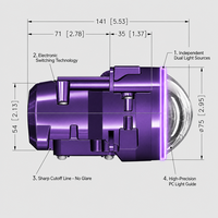 Großauftrags-Bestellung: Vibrationsresistentes Dreifachstrahl-Schwerlast-Projektormodul 6000K 24V 2600 Lumen 72W Universelle Passform Lang