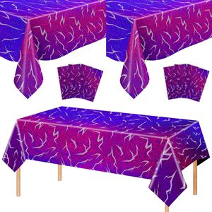 Nappe jetable imperméable en plastique à motif éclairs violets, pour soirées Kpop, disco et événements individuels - Product Image 1