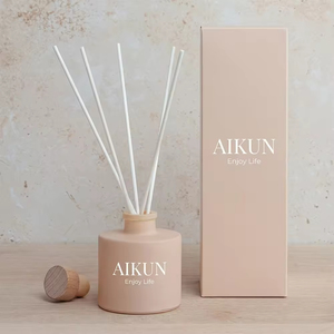 Aikun Nordic Custom Logo Floral Scent IP12 Matte <b>Ceramic</b> Round 100ml Reed <b>Diffuser</b> Aroma Gift Set For Bedroom Shelf Decor - Product Image 1