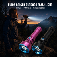 Linterna Láser Blanca de 2350 Lúmenes, Alcance de 500 m, Recargable por USB C, para Exteriores, Camping, Senderismo, Emergencias, Búsqueda, Linterna de Aluminio