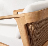 Nouveau Salon de Jardin Classique en Teck 2025 – Canapé Simple en Rotin Tressé et Table Basse – Mobilier d'Extérieur Décontracté