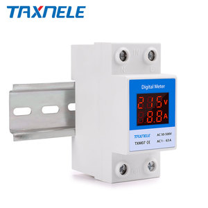 Vôn Kế Kỹ Thuật Số Led Đường Ray DIN Ampe Kế AC50-500V 220V 380V <span class=keywords><strong>1</strong></span>-63A <span class=keywords><strong>1</strong></span>-100A Đồng Hồ Đo Dòng Điện Áp Bảng Điều Khiển Vôn Kế Máy Dò Ampe - Product Image 5