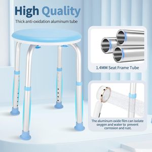 Adjustable <b>Swivel</b> Bathtub Seat Aluminum Alloy Sky <b>Blue</b> Bathroom <b>Chair</b> For Elderly And Disabled - Product Image 3