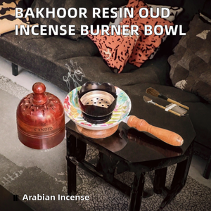 Encens en spirale Bakhoor, résine d'oud, parfum de bonbon, forme de bol décoratif avec intérieur métallique, décoration d'art et de culture pour la maison - Product Image 2