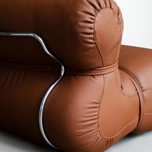 เก้าอี้พักผ่อนหนังสไตล์มินิมอลอิตาลี สีส้ม บุโฟม สำหรับห้องนั่งเล่น ดีไซน์เนอร์ - Product Image 3