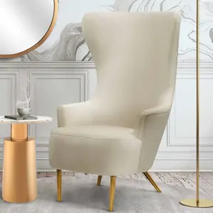 थोक आधुनिक लक्जरी स्टेनलेस स्टील पैर असबाबवाला Wingback कुर्सी मखमल कुर्सी कमरे में रहने वाले के लिए उच्च वापस कुर्सियों