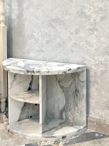 Luxury Italy Arabescato <strong>White</strong> Marble Stone Nightstand <strong>Bedside</strong> With Bedstand Storage Cabinet Store Stone Top Bedroom - Product Image 2
