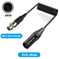 Câble enroulé personnalisé, adaptateur XLR mâle 3 broches vers Mini XLR femelle 4 broches, blindage tressé, gaine en PVC pour microphone, haut-parleur, équipement audio