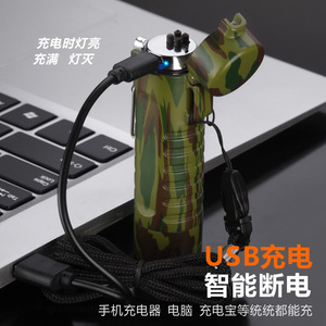 Linterna para acampar al aire libre con encendedor de doble arco, recargable por USB, resistente al viento y al agua para uso en exteriores - Product Image 2