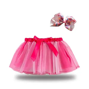 Toddler Girls Skirts New Girl's Skirt Lined With Bow Hair Clip Star Moon Net Short Skirt Raincoat Skirt Children's Tutu