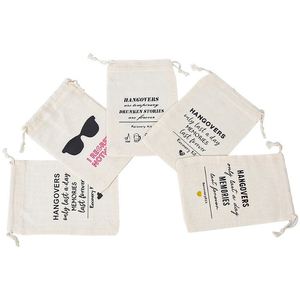 Sacs en coton personnalisés avec cordon de serrage, sac pour kit de récupération après une gueule de bois, pochette en coton et lin 10x15cm, imprimé par transfert thermique pour cadeau de fête - Product Image 6