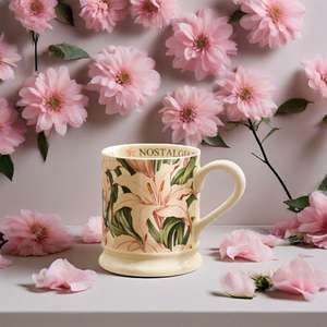 แก้วกาแฟเซรามิกสไตล์โบราณงานแฮนด์เมดลายดอกไม้รุ่นลิมิเต็ดใช้ได้กับเครื่องล้างจานแบบคลาสสิก - Product Image 1