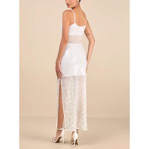 Vestido Maxi Sexy Transparente de Seda Ecológica Personalizado, Vestido de Verano Floral a la Moda con Puntos Ondulados, Tela Satinada Natural para Mujer - Product Image 4