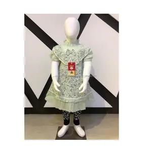 새로운 디자인 코튼 salf 인쇄 믹서 일치하는 캐주얼 frock 정장 jersy 바지 키즈 아기 소녀 캐주얼 드레스