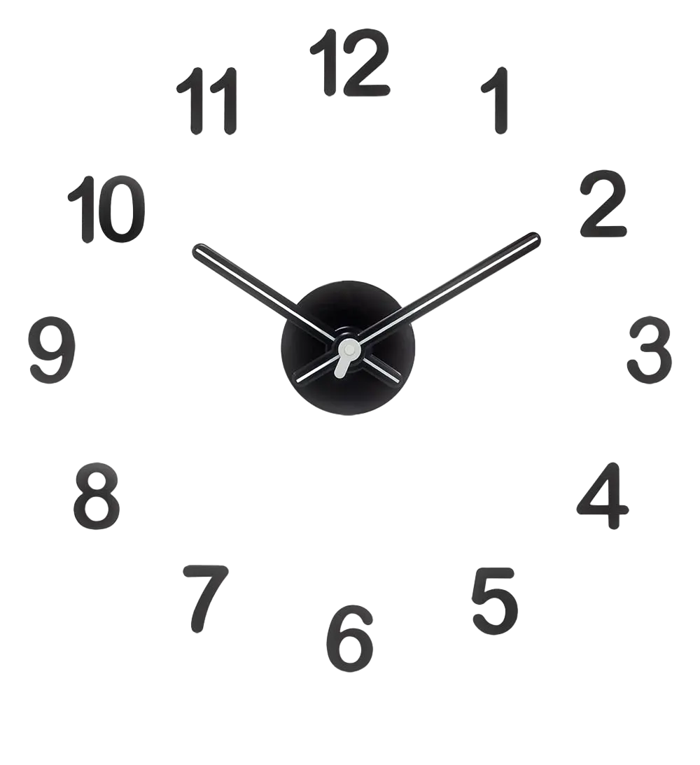 新しいデザイン18インチブラックアールデコ時計片面プラスチックボディ円形形状、リビングルーム用ニードルディスプレイ付き