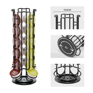 360 °   Soporte Giratorio Metálico para Cápsulas de Café, Capacidad para 24 Cápsulas <span class=keywords><strong>Dolce</strong></span> <span class=keywords><strong>Gusto</strong></span>, Organizador de Vajilla, Soporte de Almacenamiento y Limpieza para Hogar y Oficina - Product Image 2