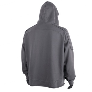 TOPSHOW Streetwear Custom Logo Distressed Applique Embroidered Hoodie Cotton French Terry Patchwork Oversized Zip Hoodie Men - Product Image 2