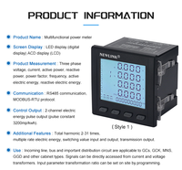 Medidor de Energía Trifásico Multifunción con RS485 Modbus para Monitoreo de Energía en Paneles Inteligentes