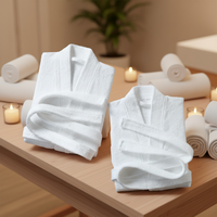 Peignoir en coton gaufré 100 % de haute qualité pour femme, col châle, manches longues, longueur intégrale, doux, respirant, écologique, option personnalisée