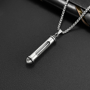 Collar con colgante de urna conmemorativa de acero inoxidable, estilo europeo y americano, con diseño de columna y personalidad, que puede abrirse, para botella de perfume. - Product Image 4