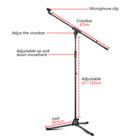 Support de microphone professionnel GAZ-206, entièrement en métal, mobile, avec bouton de réglage.