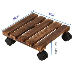 <span class=keywords><strong>Support</strong></span> de fleur mobile épaissi en bois massif porte-fleur bonsaï plateau de pot de fleur <span class=keywords><strong>support</strong></span> de base <span class=keywords><strong>à</strong></span> <span class=keywords><strong>roulettes</strong></span> avec roues universelles - Product Image 3