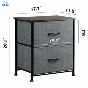 Table de chevet avec 2 <span class=keywords><strong>tiroirs</strong></span>, <span class=keywords><strong>petite</strong></span> <span class=keywords><strong>commode</strong></span> avec bacs en tissu pour chambre à coucher, chambre d'enfant, placard, salon - Product Image 4