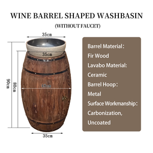Support de lavabo de comptoir en <span class=keywords><strong>bois</strong></span> de luxe, en forme de fût de chêne vieilli, design en arche, 35 cm, en stock - Product Image 2
