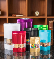 Lot de 100 sacs anti-odeur refermables avec fenêtre mate, pochettes en aluminium autoportantes scellables pour l'emballage