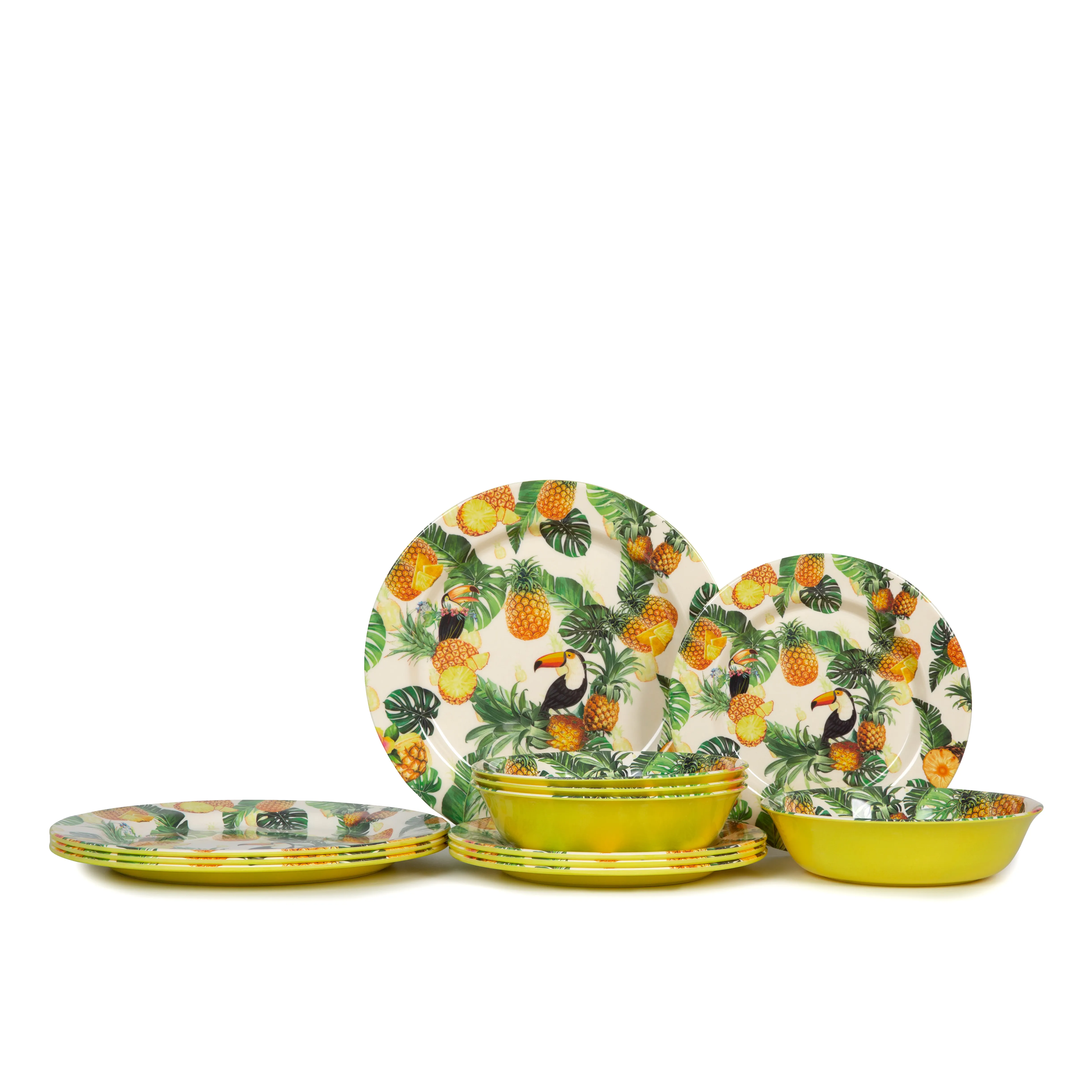 Summer style pineapple printing outdoor party melamine dinnerware set