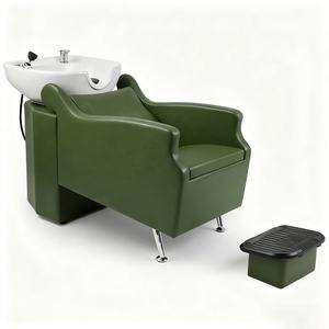 Fashion Shampoo <b>Chair</b> with Thickened Seat Cushion Semi-lying Design Customized Color LOGO Ceramic Basin Shampoo Bed - Product Image 6