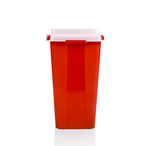 Conteneurs à objets piquants en plastique médical rouge de 6 gallons avec bouton latéral pour la collecte des aiguilles et des déchets médicaux en milieu hospitalier - Product Image 2