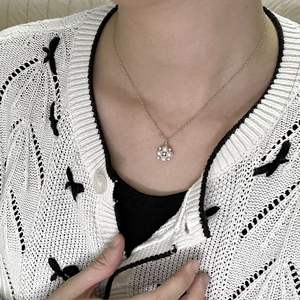 S925 Pure Silver Japanese Sparkling Diamond Cross <b>Birthstone</b> <b>Necklace</b> Niche Design December <b>Birthstone</b> Lock Bone Pearl <b>Necklace</b> - Product Image 5