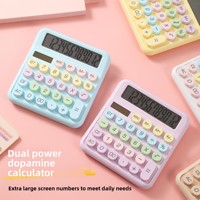 Calculatrice mécanique à 12 chiffres pour étudiants, fournitures scolaires, mignonne, professionnelle, couleur, alimentée par piles AAA