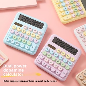 Calculatrice <span class=keywords><strong>mécanique</strong></span> <span class=keywords><strong>à</strong></span> 12 chiffres pour étudiants, fournitures scolaires, mignonne, professionnelle, couleur, alimentée par piles AAA - Product Image 2