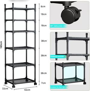 Wholesale Modern Movable 6-Tier Rolling Carbon Steel Shelves <b>Standing</b> Type Durable Kitchen Storage Trolley Wheels 40x32x170cm - Product Image 3