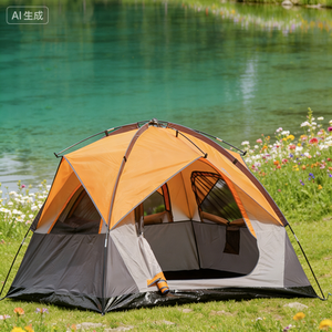 Tente de <span class=keywords><strong>camping</strong></span> extérieure à une chambre, <span class=keywords><strong>double</strong></span> couche, deux portes, deux fenêtres, quatre saisons, avec fibre de verre Oxford, pour 3-4 personnes - Product Image 2