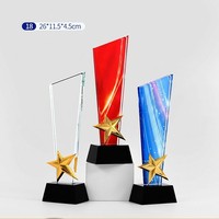 Trophée en cristal avec gravure gratuite, cadeau irisé créatif, récompense d'entreprise, médaille commémorative pour employé, plaque avec boîte cadeau, vente flash
