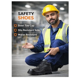 Chaussures de sécurité industrielles pour hommes, en acier, avec embout de protection, bottes de travail en cuir, semelle antidérapante, construction durable, chaussures de protection robustes - Product Image 3